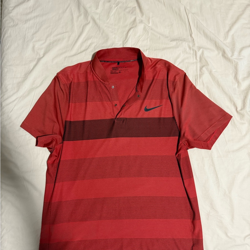 Nike Men's Striped Red Polo Shirt